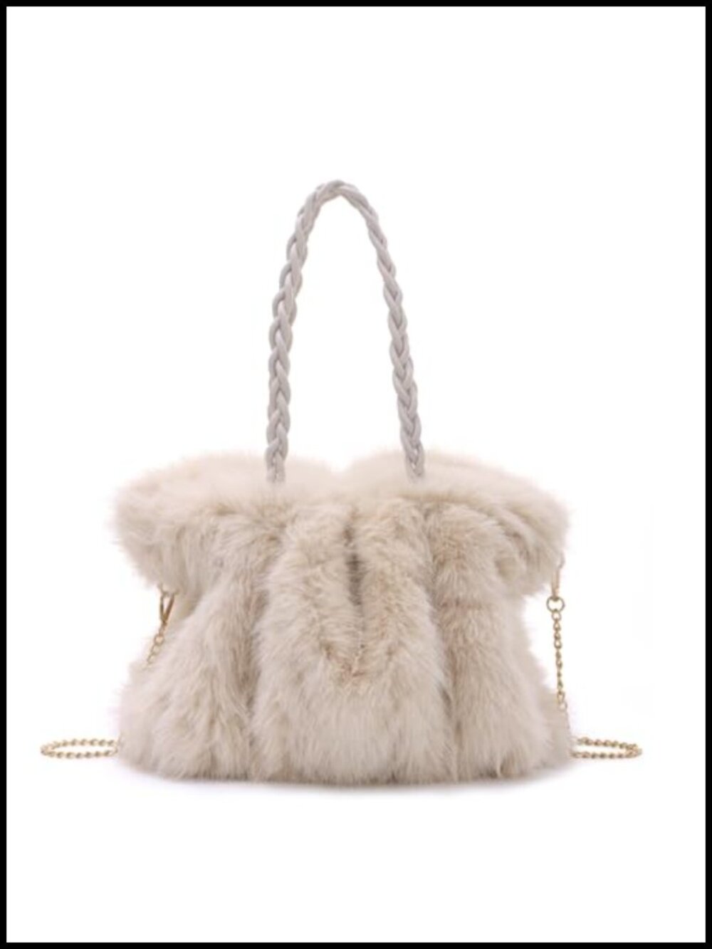 GOKTOW Faux Fur Purse Soft Fluffy Furry Fuzzy Handbag 3-Way Carry Tote